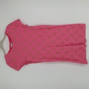 Boden Women's Coralie Sunburst T-Shirt Dress US Size 4R Pink Gold 100% Cotton